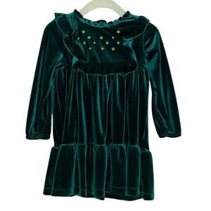John Lewis Heirloom 12 18 Mth NEW Baby Velvet Star Yoke Party Dress Green